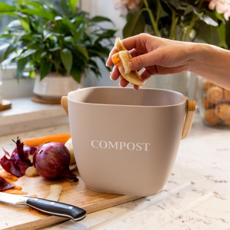 Kitchen Craft Bamboo Fibre Compost counter bin, 3L