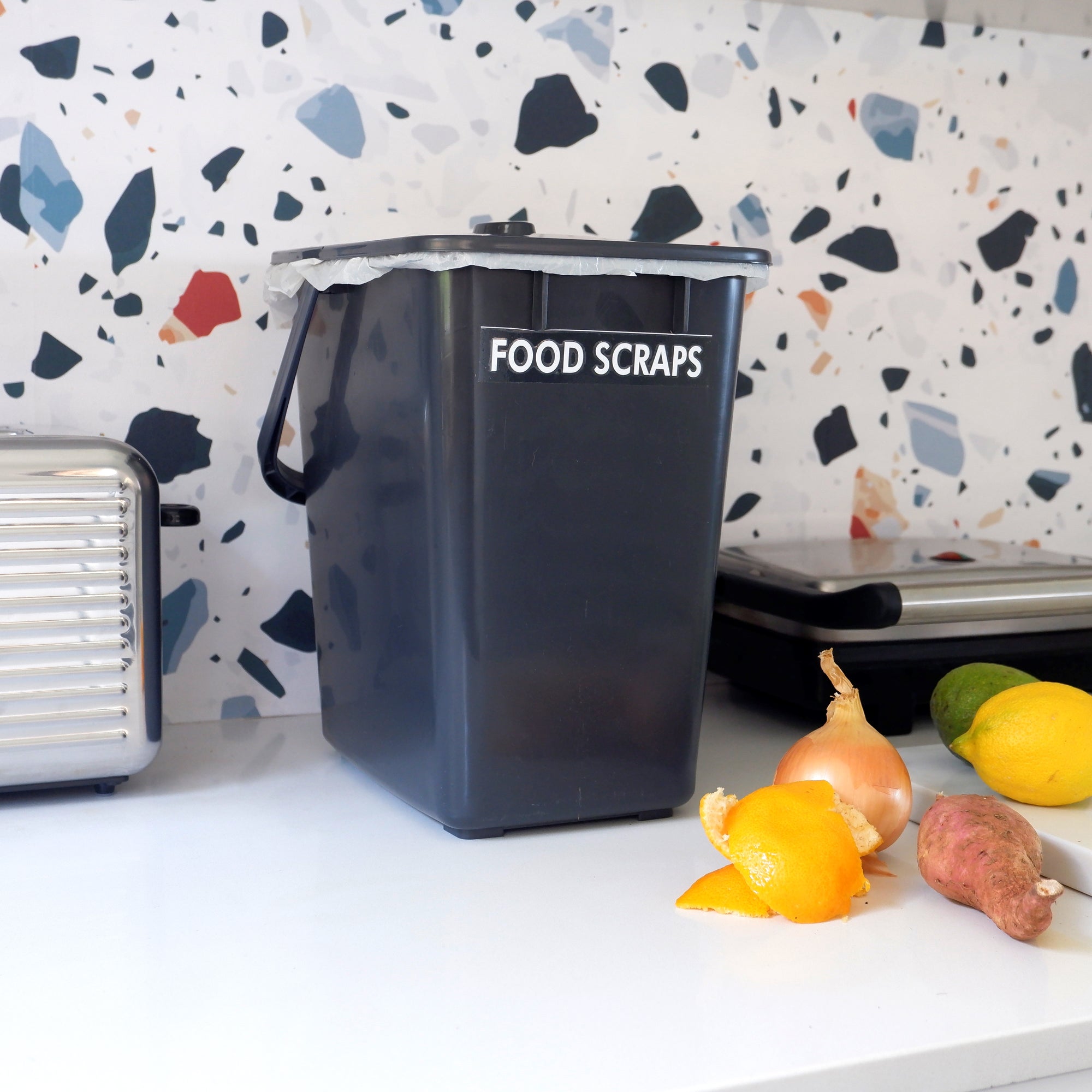 Kitchen Craft Stainless Steel 5L Compost counter bin - WAWO