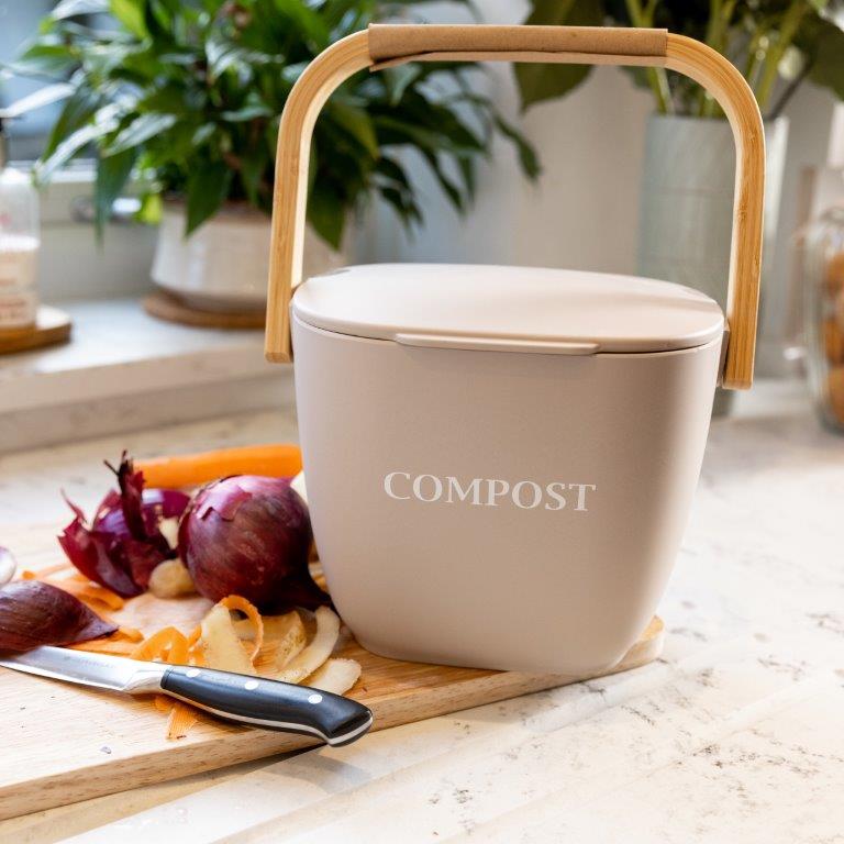 Kitchen Craft Bamboo Fibre Compost counter bin, 3L